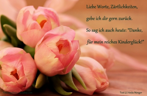 Muttertagskarte mit Tulpen und Gedicht